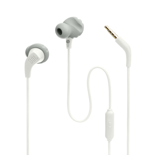 JBL Endurance Run 2 Wired - White - Waterproof Wired Sports In-Ear Headphones - Detailshot 4